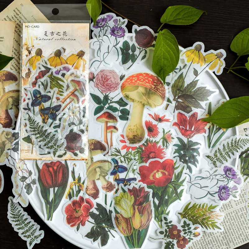 60pcs Vintage Flower Sticker Set KINIYO Stationery